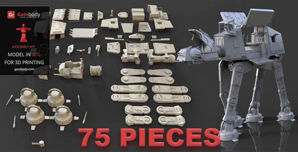  Gambody發(fā)布40厘米長(zhǎng)的3D打印星球大戰(zhàn)帝國步行機(jī)