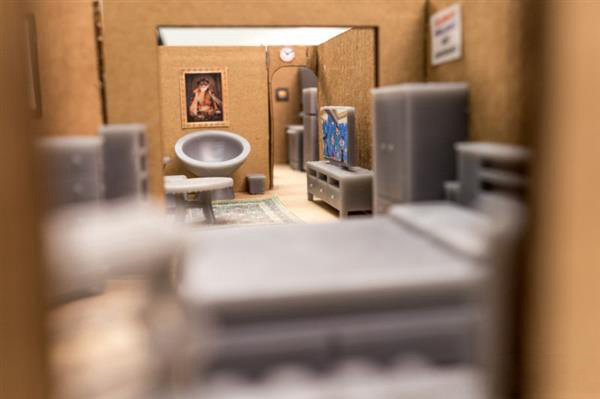 工程師3D打印1:25比例公寓模型模擬安置家具